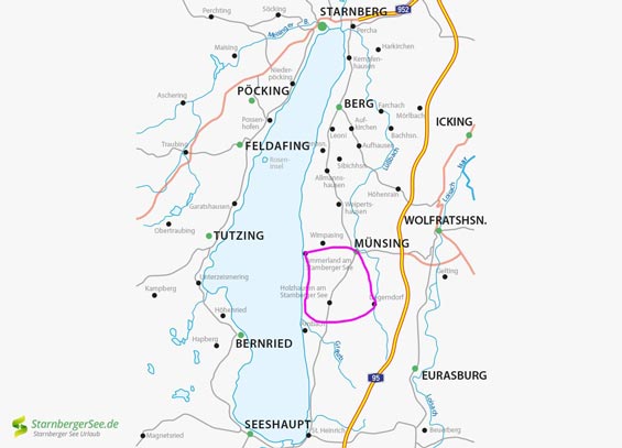 Radtour vom Ostufer bis zum Ammerland auf der Karte