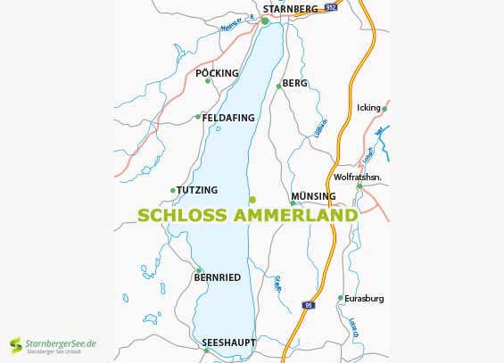 Schloss Ammerland auf der Karte Schloss Ammerland auf der Karte